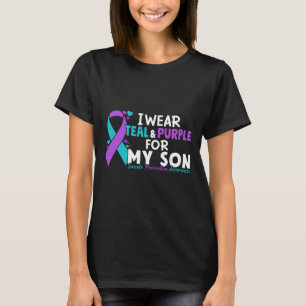 Camiseta Eu Visto Teal E Roxo Para O Meu Filho Suicida Prev