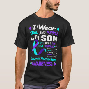Camiseta Eu Visto Teal E Roxo Para O Meu Filho Suicida Prev