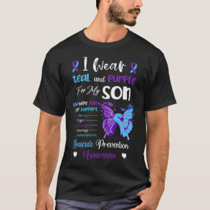 Camiseta Eu Visto Teal E Roxo Para O Meu Filho Suicida Prev