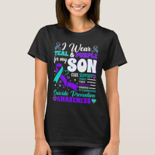 Camiseta Eu Visto Teal E Roxo Para O Meu Filho Suicida Prev