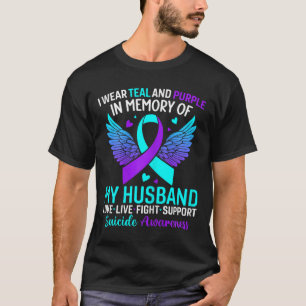 Camiseta Eu Visto Teal E Roxo Para O Meu Marido.