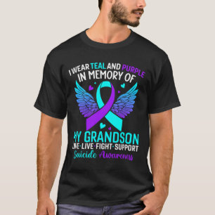Camiseta Eu Visto Teal E Roxo Para O Meu Neto Suicídio Ante