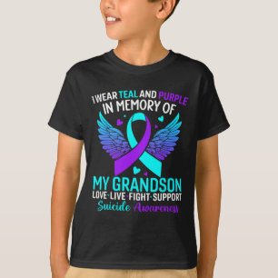 Camiseta Eu Visto Teal E Roxo Para O Meu Neto Suicídio Ante