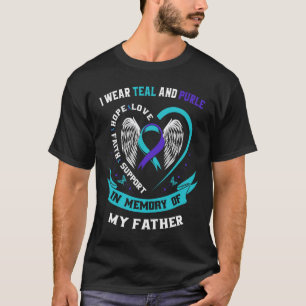 Camiseta Eu Visto Teal e Roxo Pelo Meu Pai Padre Suicídio A