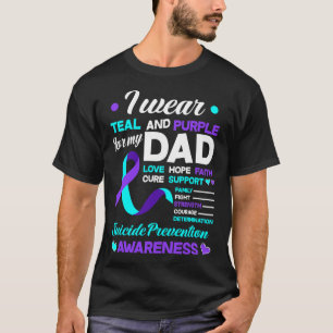 Camiseta Eu Visto Teal E Roxo Pelo Meu Pai Suicida Preventi