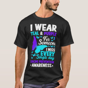 Camiseta Eu Visto Teal E Roxo Por Alguém Que Sinto Falta De