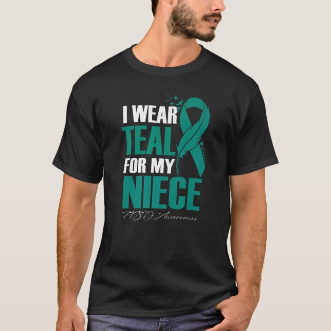 Camiseta Eu Visto Teal Para A Minha Noite de Sensibilização (Frente)