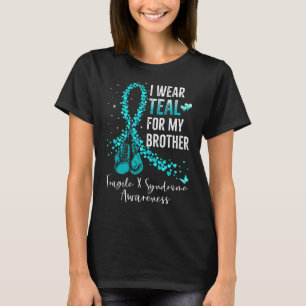 Camiseta Eu Visto Teal Para Meu Irmão Frágil Síndrome X Rib