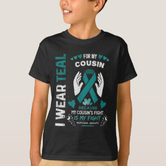 Camiseta Eu Visto Teal Para Minha Fita Câncer de ovário Pri