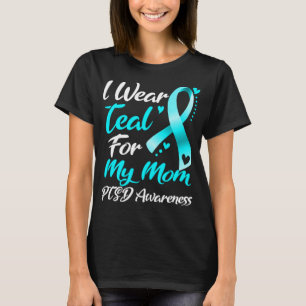 Camiseta Eu Visto Teal Para Minha Mãe Sensibilização Psc