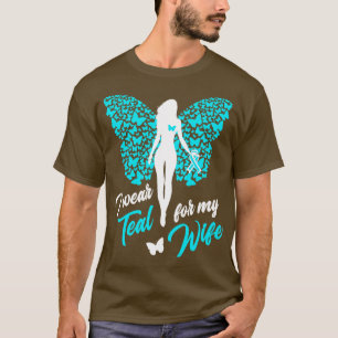 Camiseta Eu Visto Teal Para O Meu Câncer de ovário Cervoso 