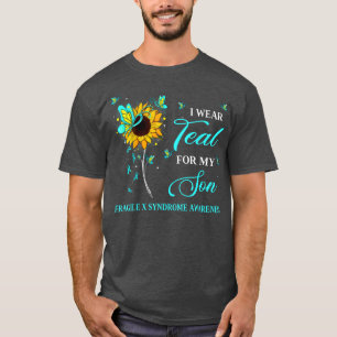 Camiseta Eu Visto Teal Para O Meu Filho Frágil Síndrome X A