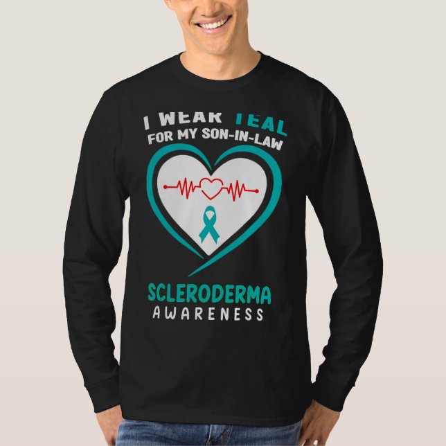 Camiseta Eu Visto Teal Para O Meu Filho Na Lei Scleroderma  (Frente)