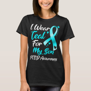 Camiseta Eu Visto Teal Para O Meu Filho Sensibilização PTSD