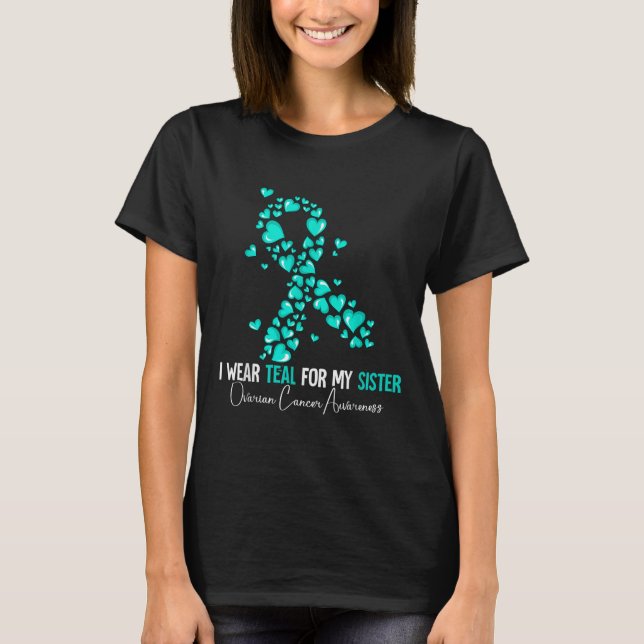 Camiseta Eu Visto Teal Pela Consciência Do Câncer de ovário (Frente)