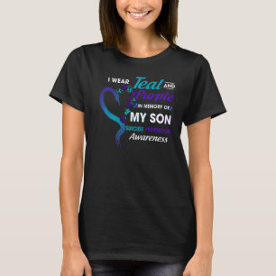 Camiseta Eu Visto Teal & Purple Em Memória Do Meu Filho Sui