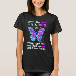 Camiseta Eu Visto Teal & Purple Para A Prevenção Ao Suicídi