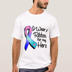 Camiseta Eu visto uma fita cor-de-rosa e azul da cerceta