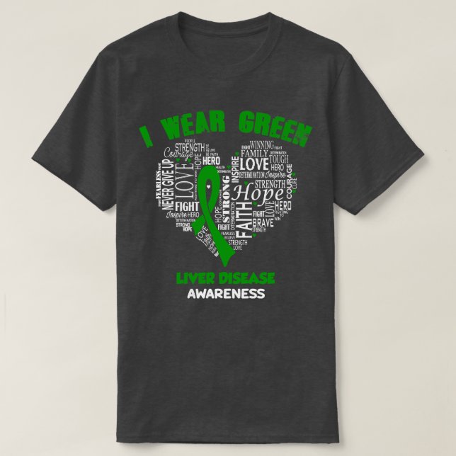 Camiseta Eu Visto Verde Para A Consciência Da Doença Hepáti (Frente do Design)
