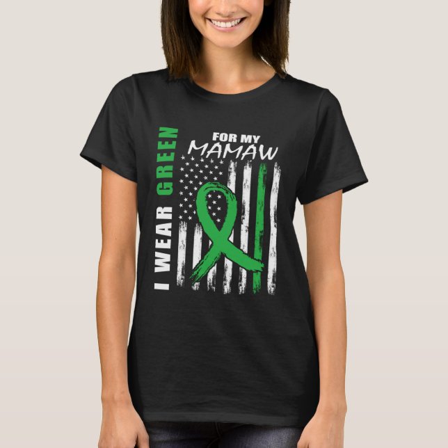 Camiseta Eu Visto Verde Para A Consciência Da Doença Renal  (Frente)