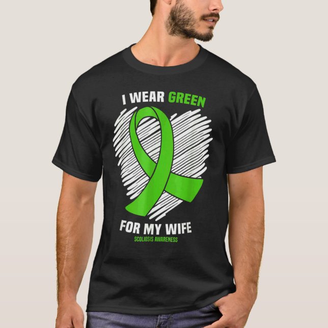Camiseta Eu Visto Verde Para A Consciência Da Escoliose Da  (Frente)