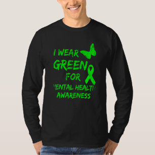 Camiseta Eu Visto Verde Para A Consciência Mental Dis Mês