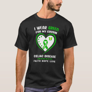 Camiseta Eu Visto Verde Para A Doença Celíaca Da Minha Prim