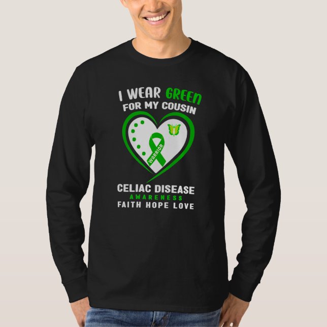 Camiseta Eu Visto Verde Para A Doença Celíaca Da Minha Prim (Frente)
