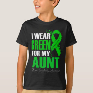 Camiseta Eu Visto Verde Para A Minha Tia Cérebro Deficiente