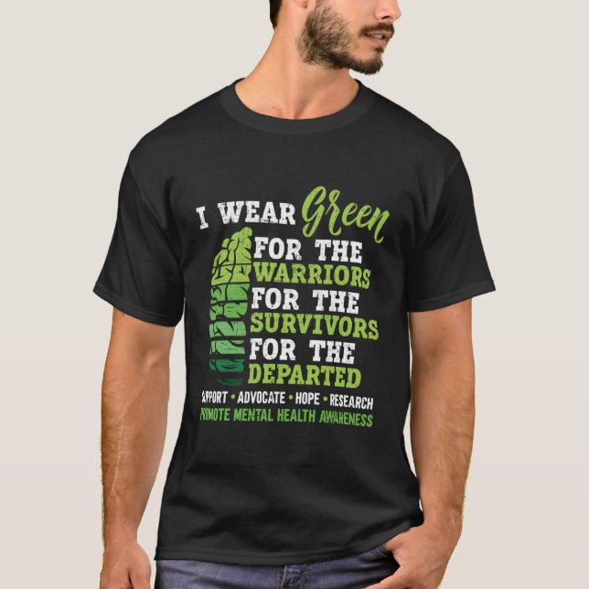 Camiseta Eu Visto Verde Para A Saúde Tal Sensibilização Par (Frente)