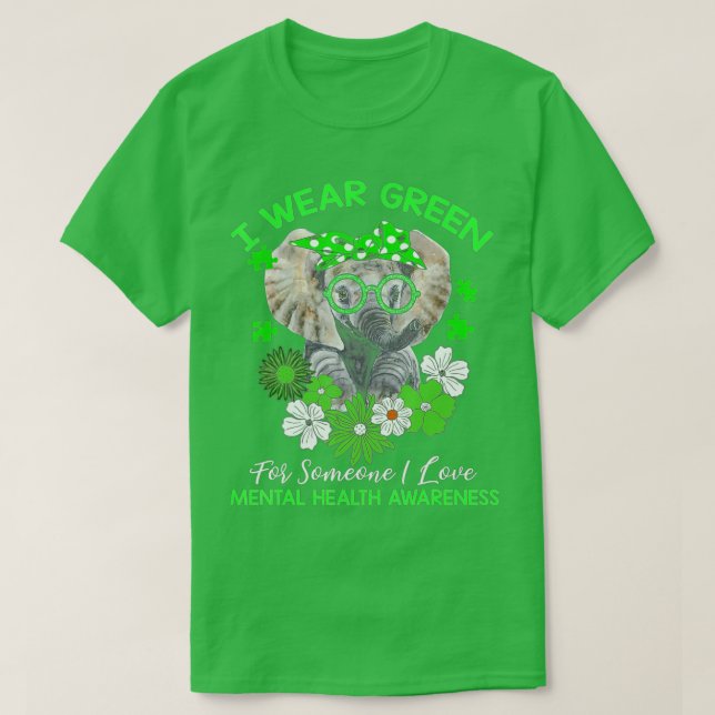 Camiseta Eu Visto Verde Para A Sensibilização Mental Fita E (Frente do Design)