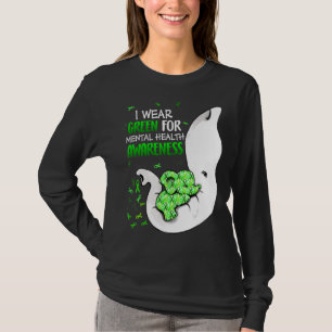 Camiseta Eu Visto Verde Para A Sensibilização Mental Fita E