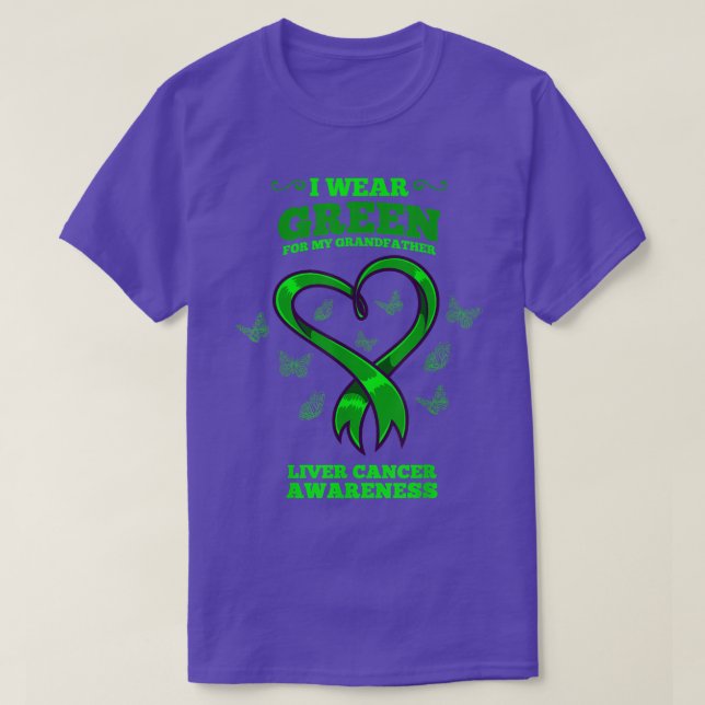 Camiseta Eu Visto Verde Para Meu Câncer de figado Do Avô. (Frente do Design)