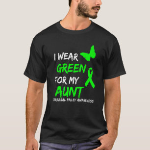 Camiseta Eu Visto Verde Para Minha Tia Cerebral Palsy Fita