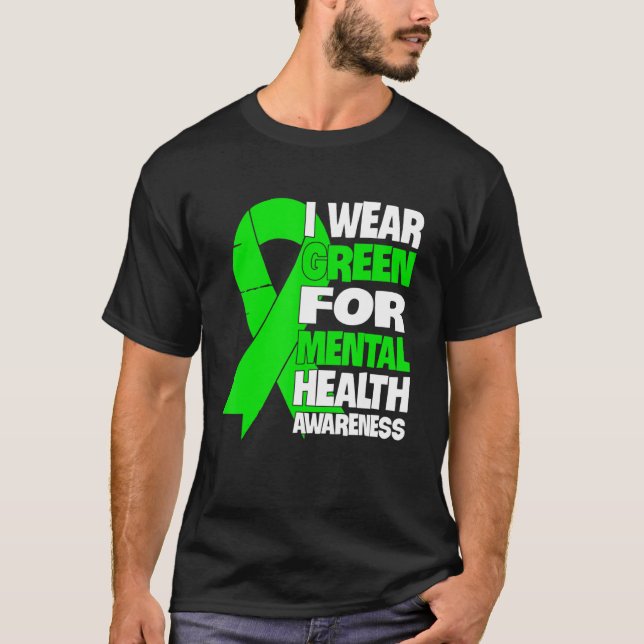 Camiseta Eu Visto Verde Para O Mês De Consciência Da Saúde  (Frente)