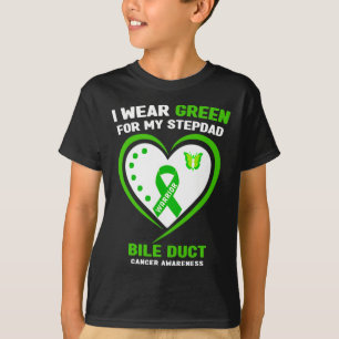 Camiseta Eu Visto Verde Para O Meu Cancer Stepdad Bile Duct