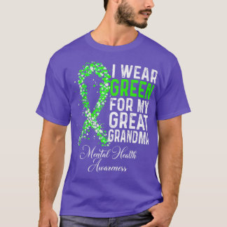 Camiseta Eu Visto Verde Para O Meu Excelente Avó Saúde Ment