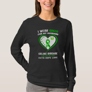 Camiseta Eu Visto Verde Para O Meu Marido Doença Celular Aw