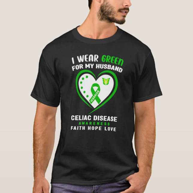 Camiseta Eu Visto Verde Para O Meu Marido Doença Celular Aw (Frente)