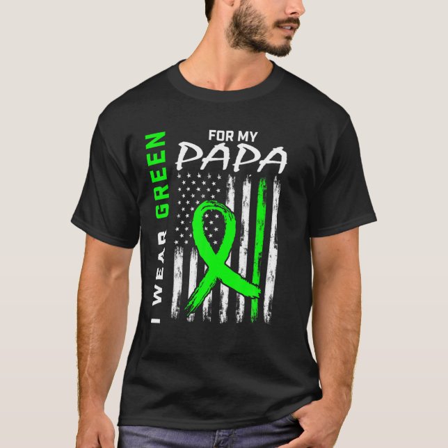 Camiseta Eu Visto Verde Para O Meu Papa Cerebral Sensibiliz (Frente)