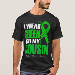 Camiseta Eu Visto Verde Para O Meu Primo Doença Mental Awar