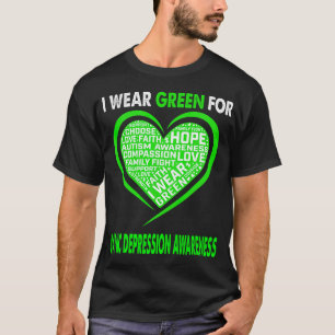 Camiseta Eu Visto Verde Por Depressão Maníaca Sensibilizaçã