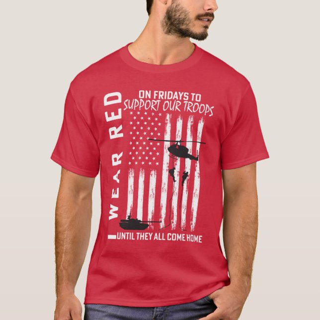Camiseta Eu Visto Vermelho Às Sextas-Feiras Apoio Militar V (Frente)
