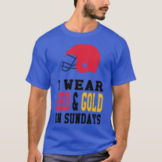Camiseta Eu Visto Vermelho Dourado aos domingos
