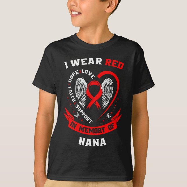 Camiseta Eu Visto Vermelho Em Memória Do Awarene Da Doença  (Frente)