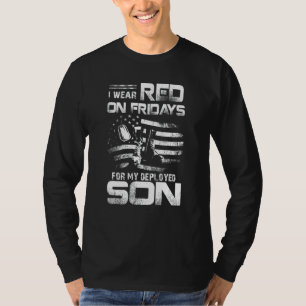Camiseta Eu Visto Vermelho Na Sexta Para O Meu Filho Apoiar