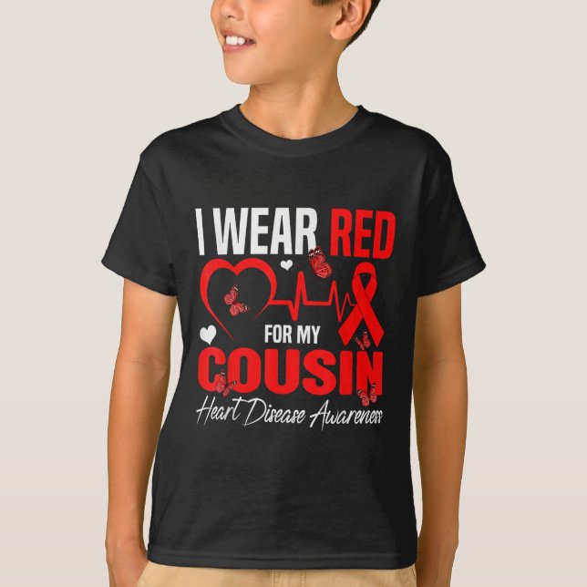Camiseta Eu Visto Vermelho Para A Consciência Da Doença Car (Frente)