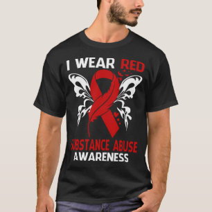 Camiseta Eu Visto Vermelho Para A Consciência do abuso de S