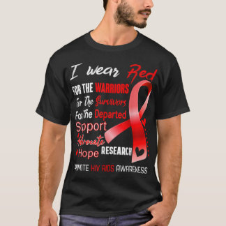 Camiseta Eu Visto Vermelho Para A Consciência Do Vih