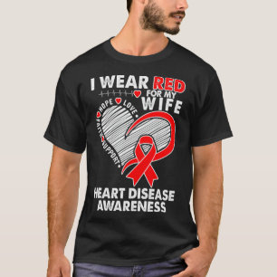 Camiseta Eu Visto Vermelho para a Minha Esposa Doença Card